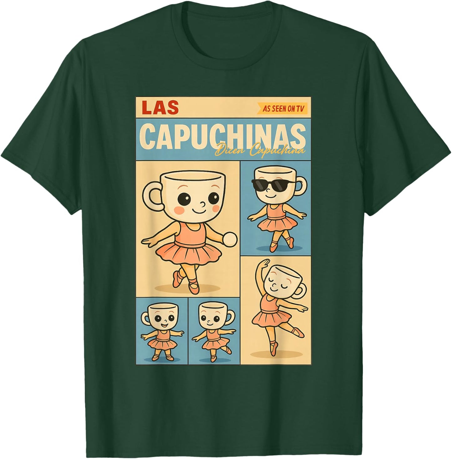 Ballerines Capuchinas Retro Brainrot Cute Kid AI Coffee Cup T-Shirt - T-Shirt | Forest