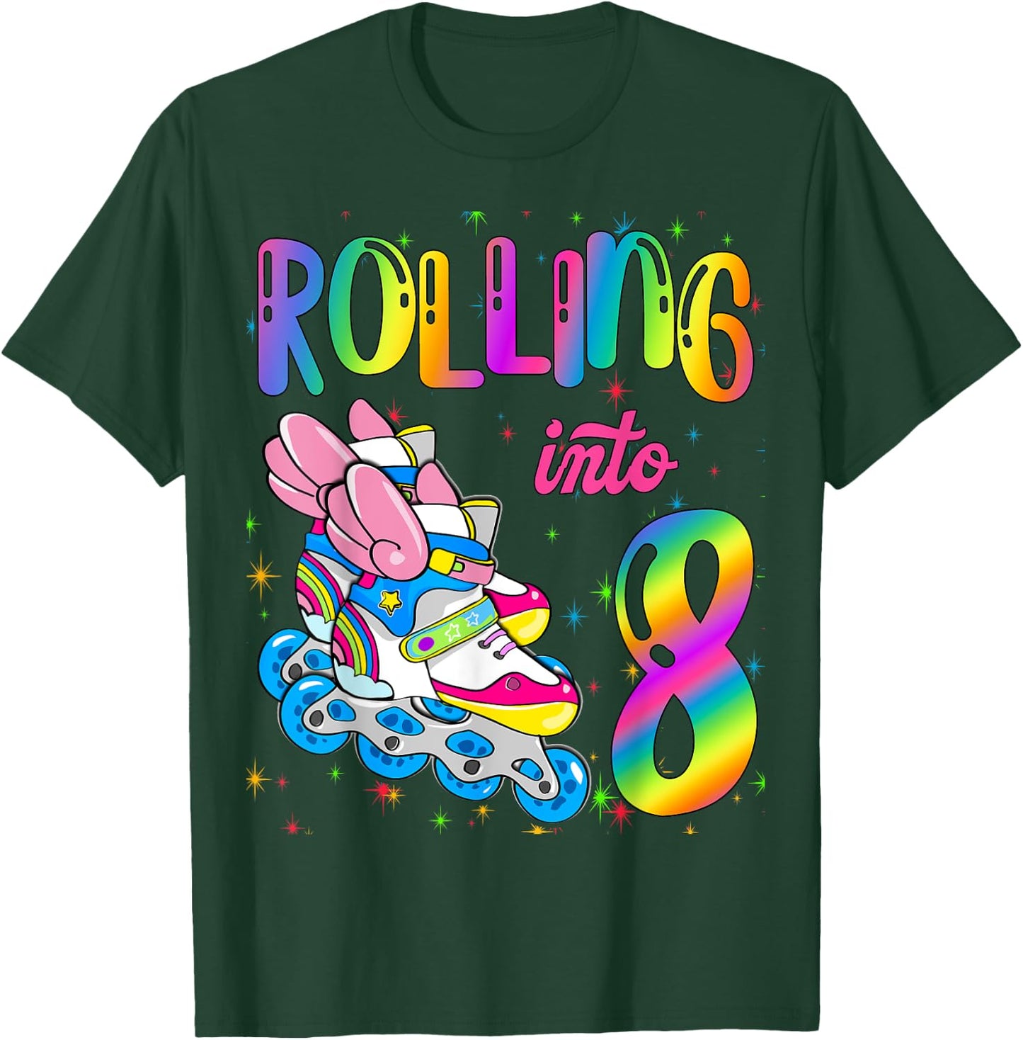 Rolling Into 8 years Let's Roll I'm Turning 8 Roller Skate T-Shirt - T-Shirt | Forest