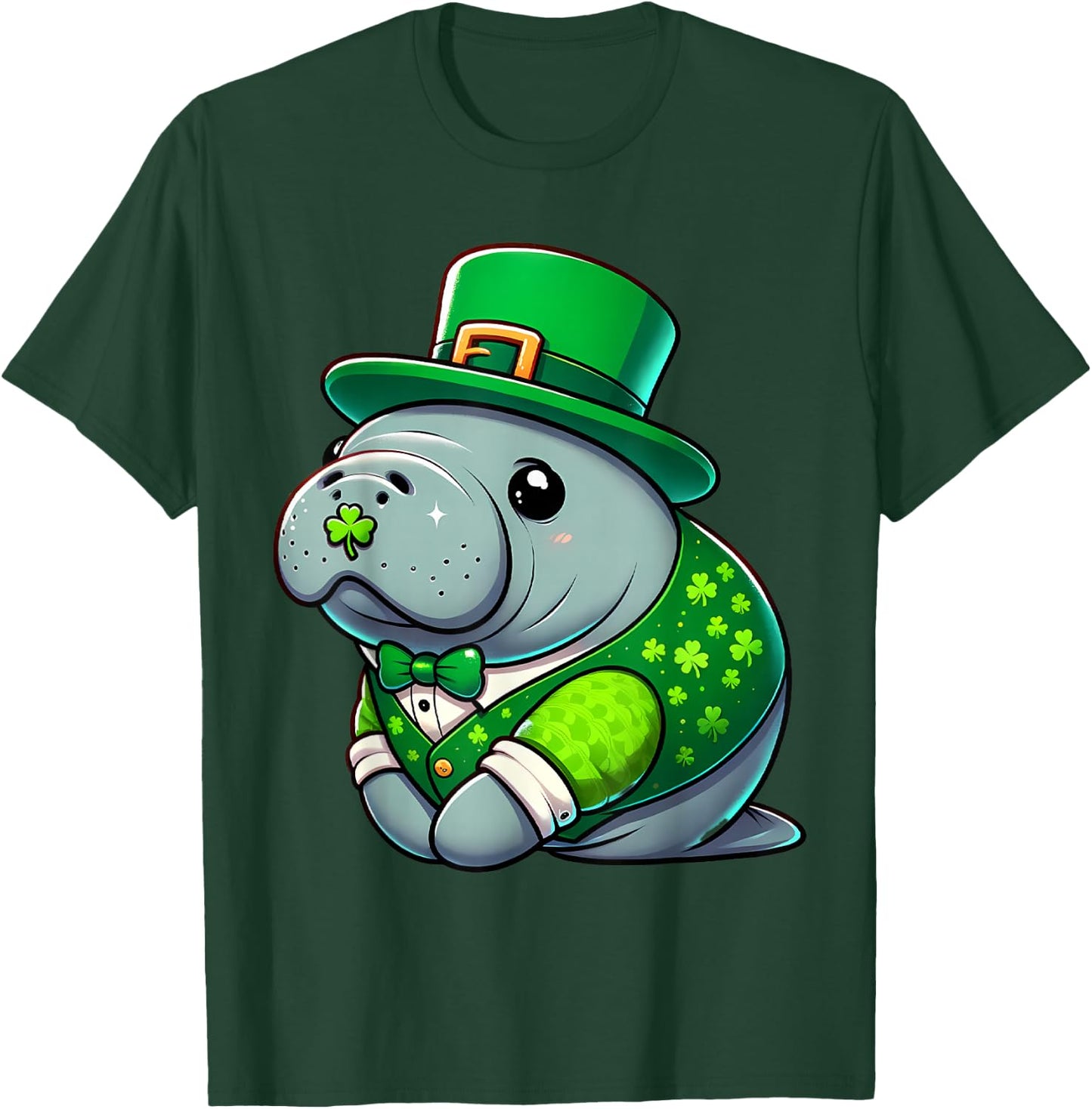 St. Patricks Day Manatee Leprechaun Men Women Kids T-Shirt - T-Shirt | Forest