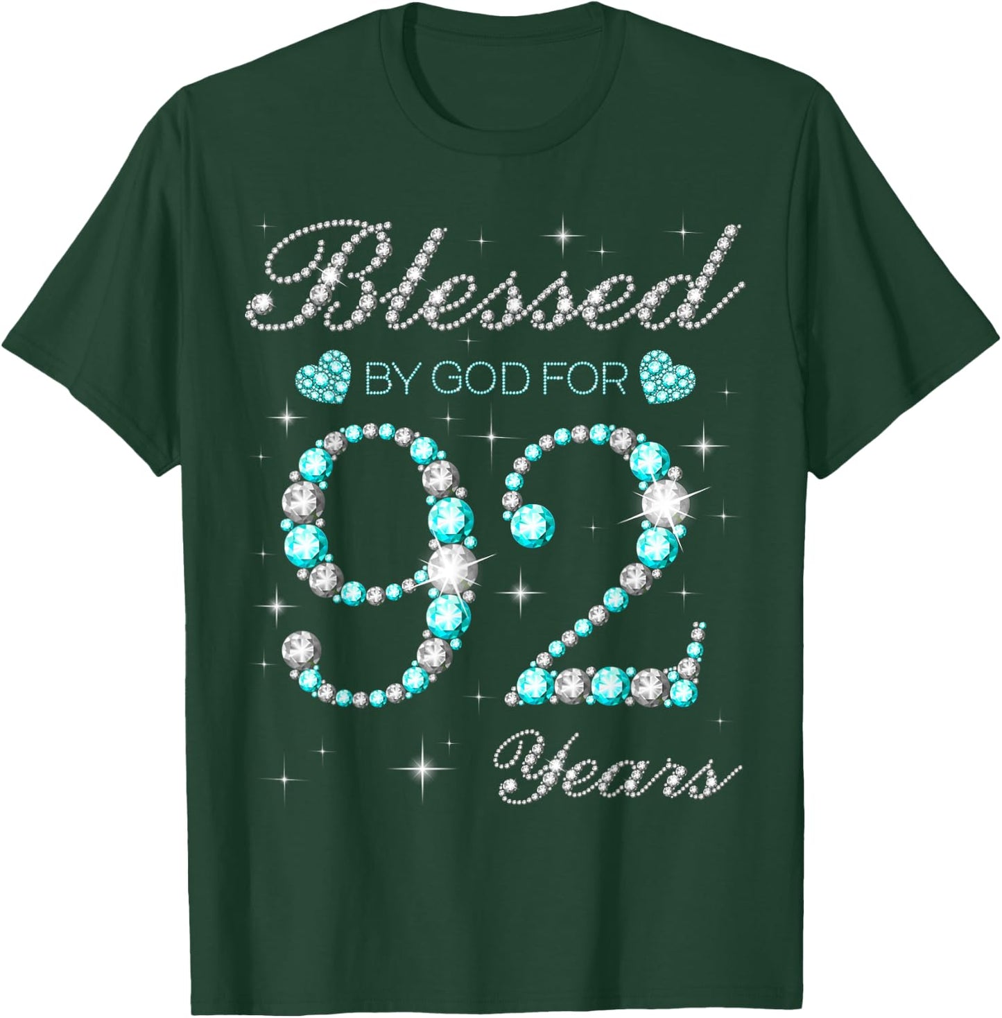 Blessed By God For 92 Years Old Woman 92nd Birthday T-Shirt - T-Shirt | Forest