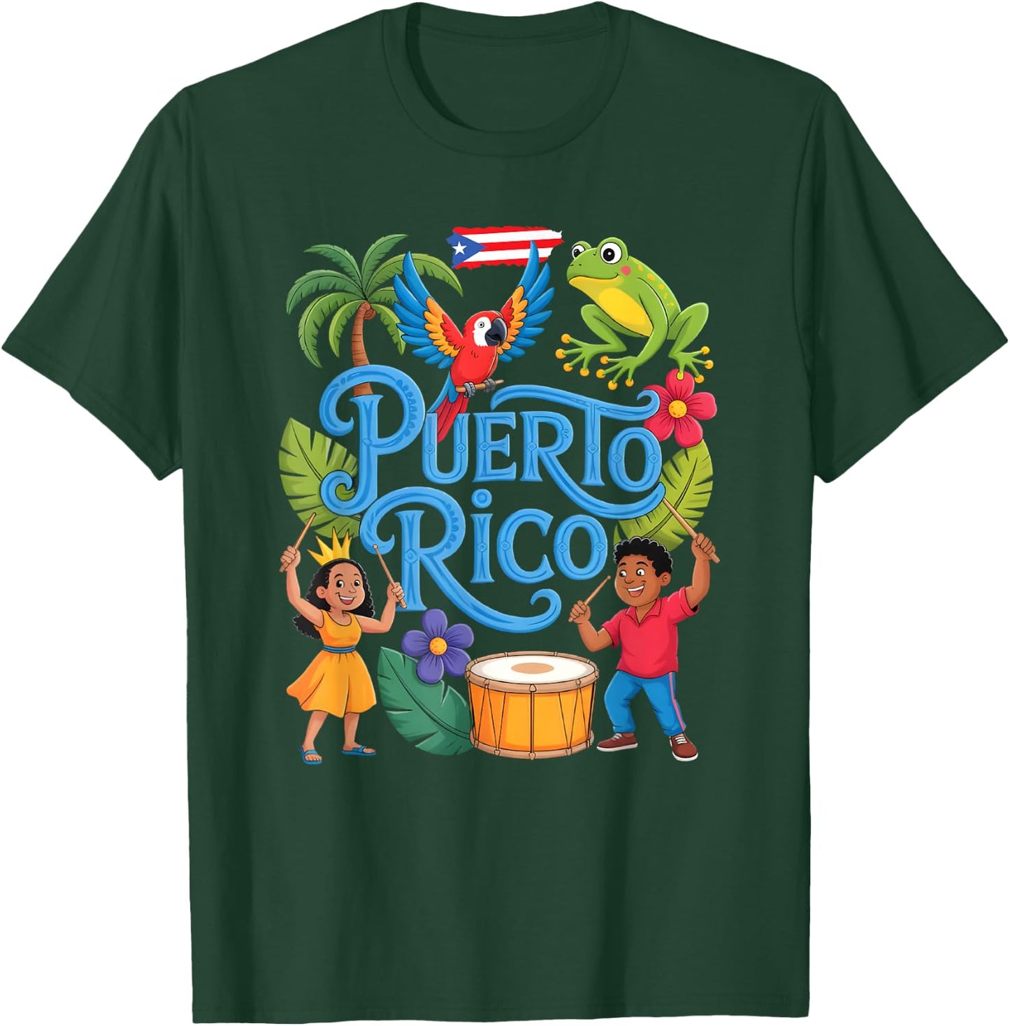 Taino Boricua Boys Girls Puerto Rico Kids T-Shirt - T-Shirt | Forest