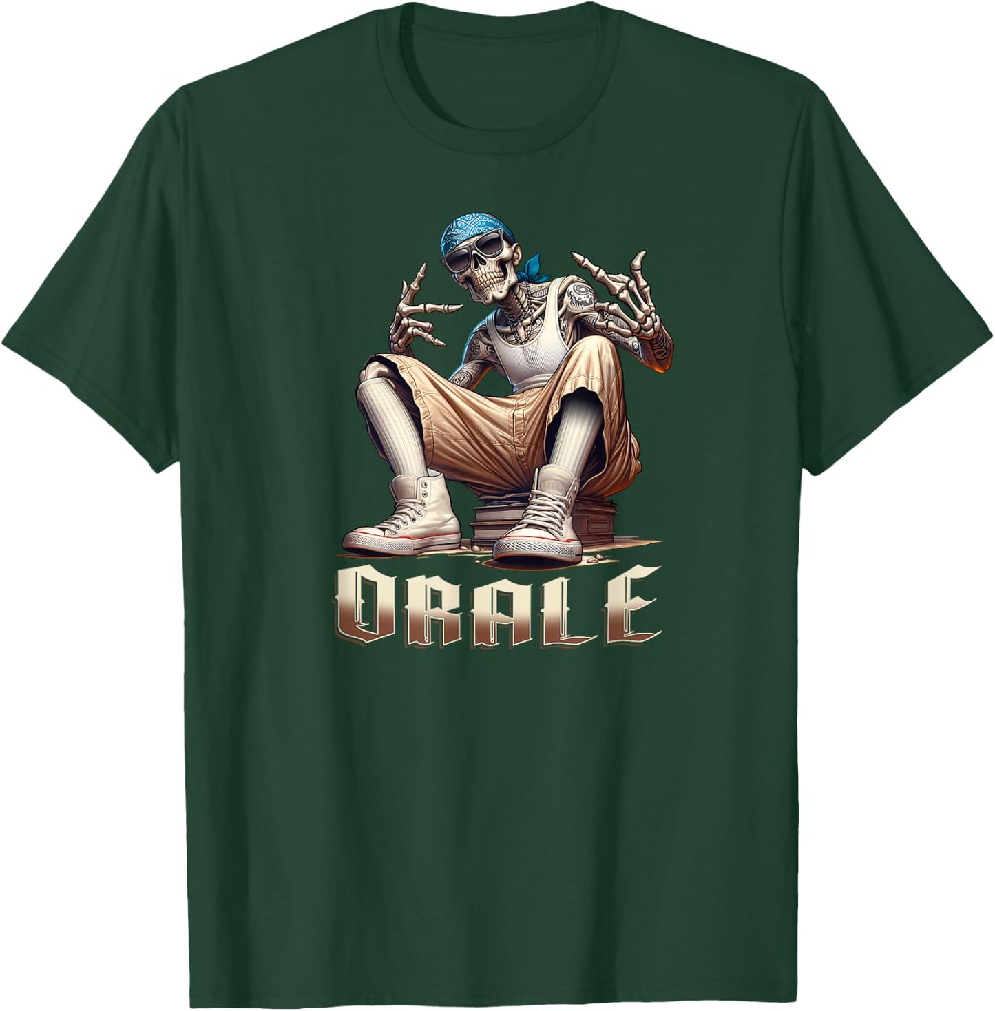 ORALE Chicano Art Cholo Chola Homie Mexican Skeleton T-Shirt - T-Shirt | Forest