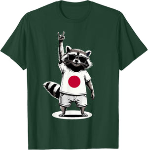 Japanese Flag Raccoon Japan T-Shirt - T-Shirt | Forest