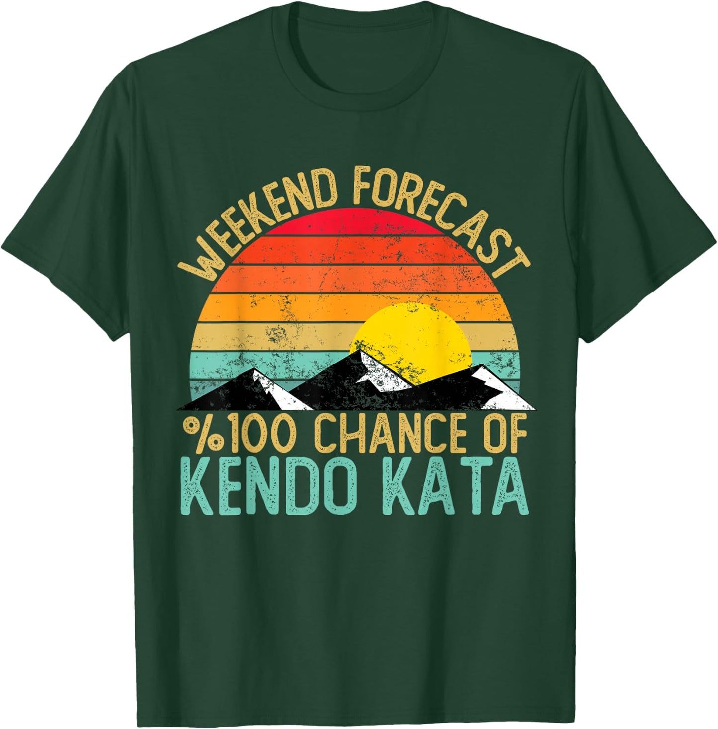 Weekend Forecast Kendo Kata Shirts Funny Retro Kendo Kata T-Shirt - T-Shirt | Forest
