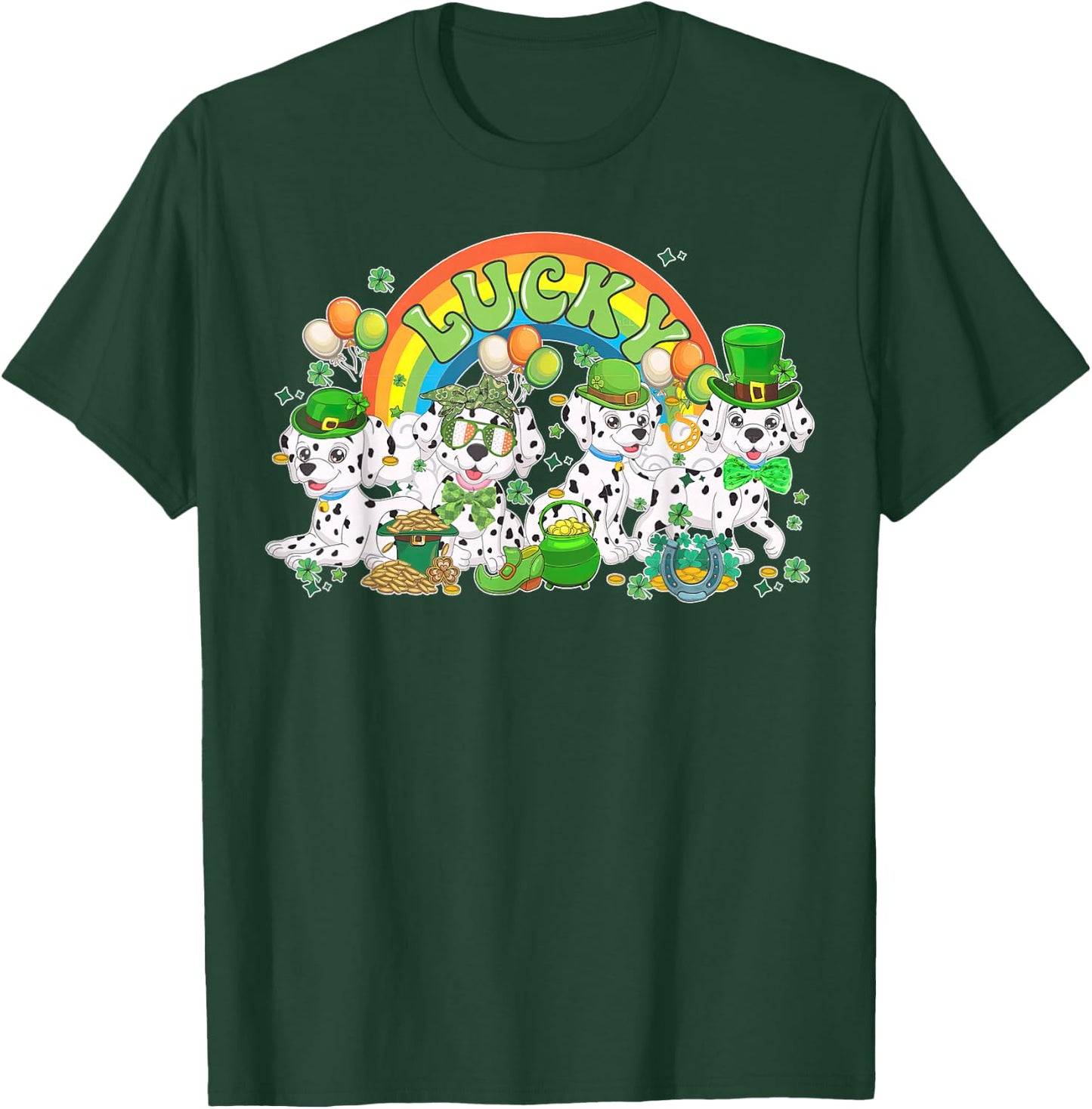Lucky Dalmatian St Patricks Day Irish Dalmatian Dog Mom T-Shirt - T-Shirt | Forest