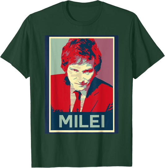 Peluca Milei - : Javier Milei Präsident - Schwarz, , Kurzarm, S, Polyester T-Shirt - T-Shirt | Forest