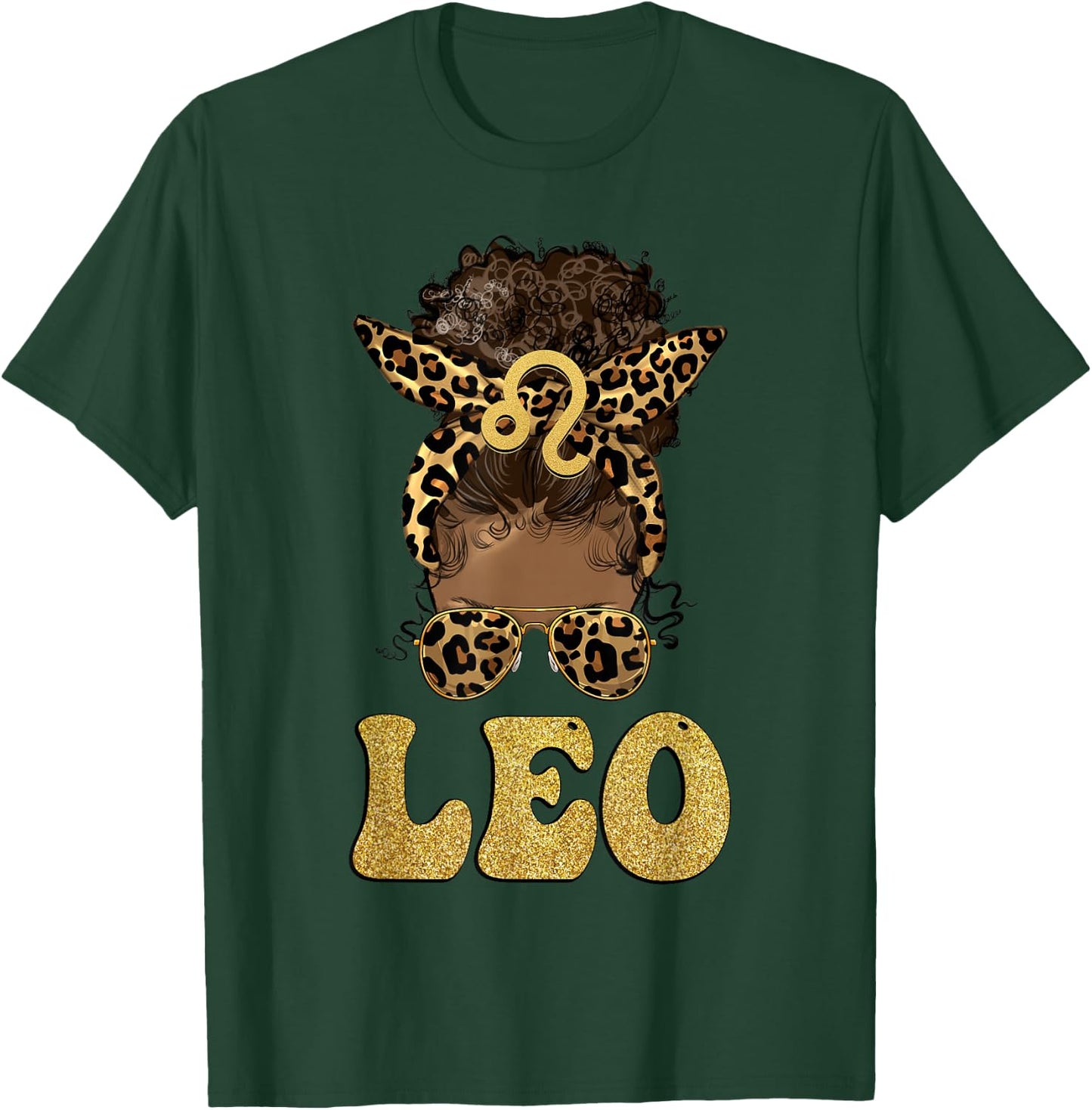 Leo Girl Afro Messy Bun African American women T-Shirt - T-Shirt | Forest