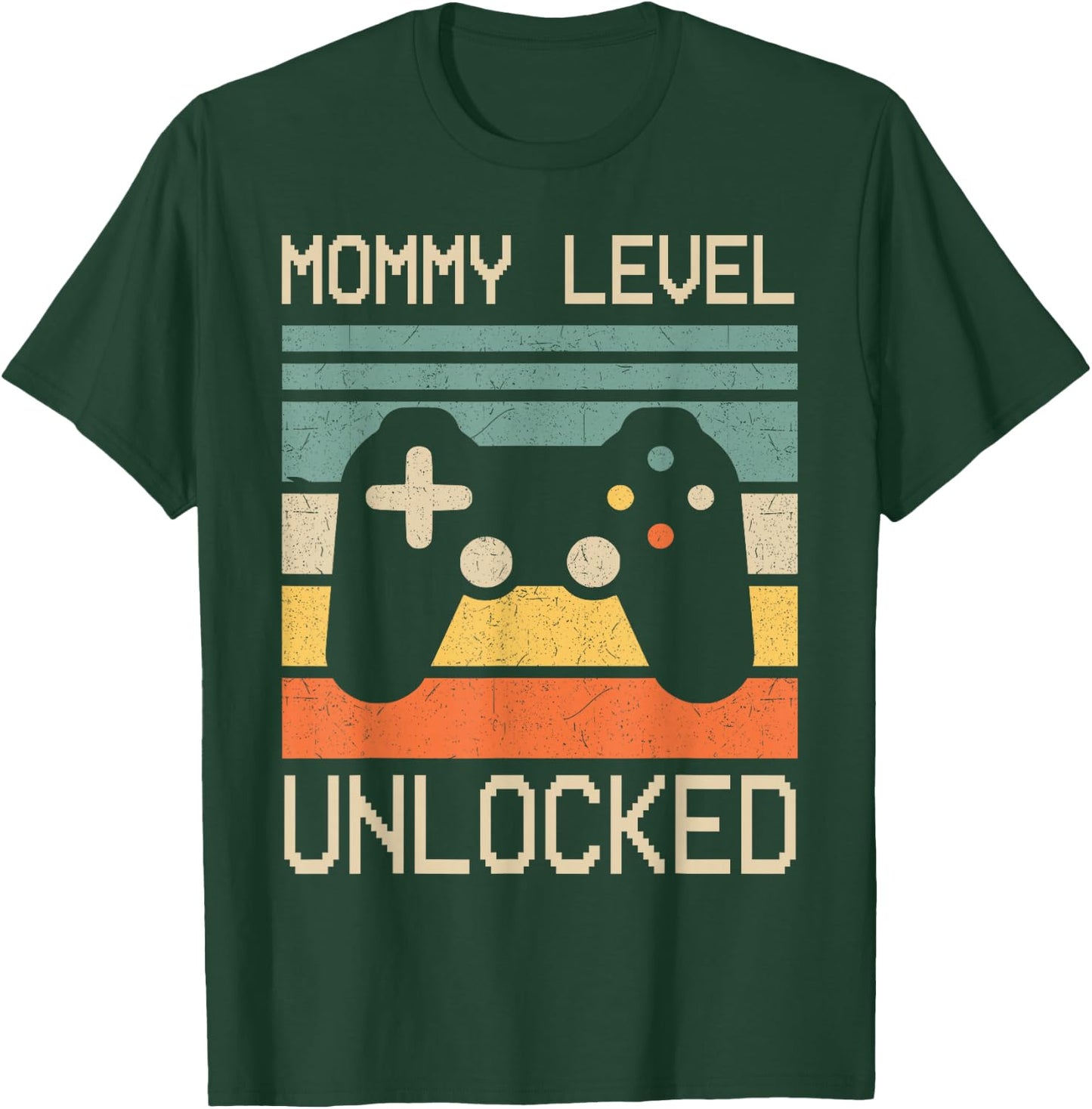 Funny New Mom Level Unlocked Leveled Up To Mommy Gaming Mom T-Shirt - T-Shirt | Forest