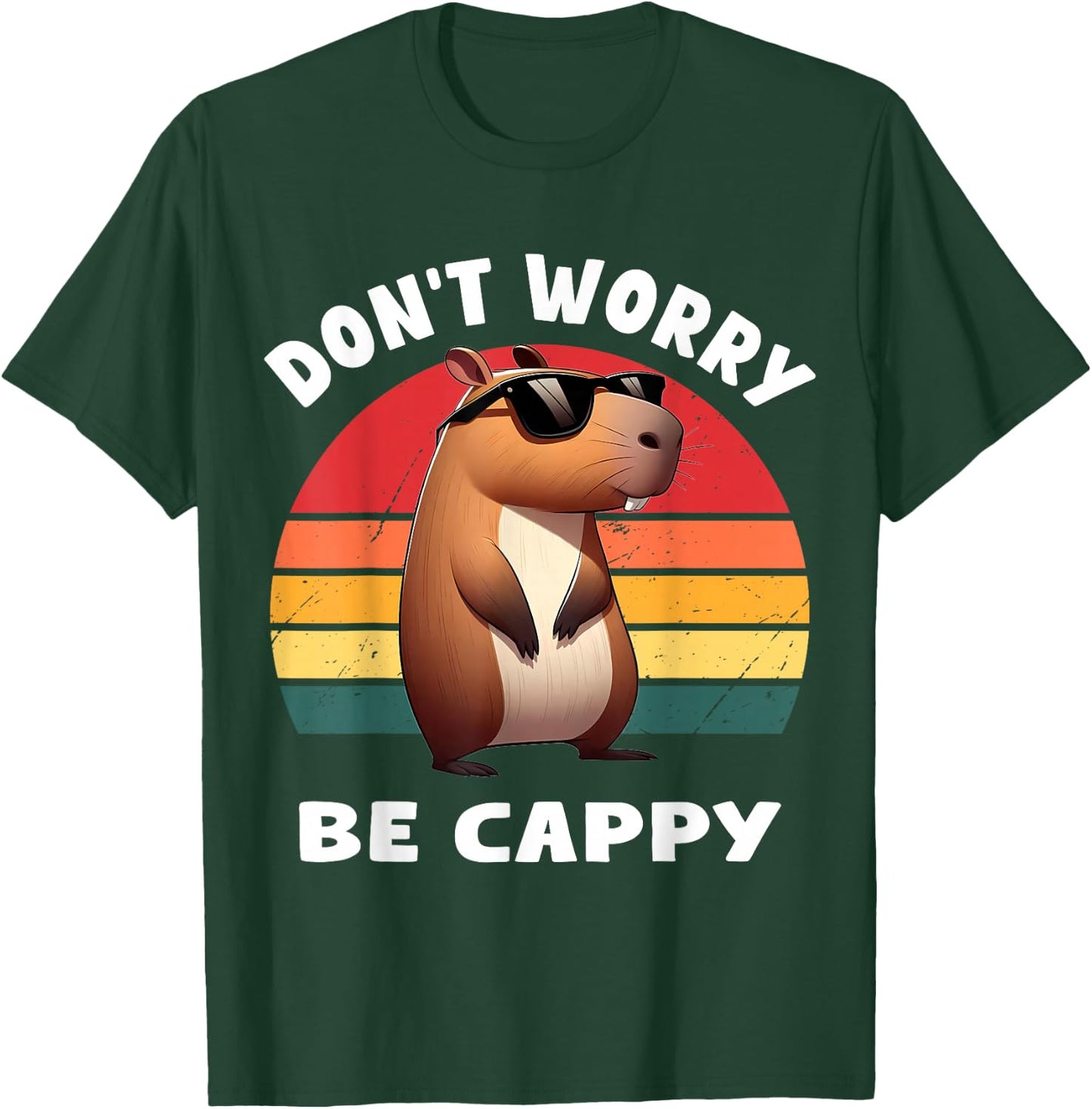 Capybara Capybara Rodent Dont Be Worry Be Capy Retro Funny Capybara , Black, S T-Shirt - T-Shirt | Forest