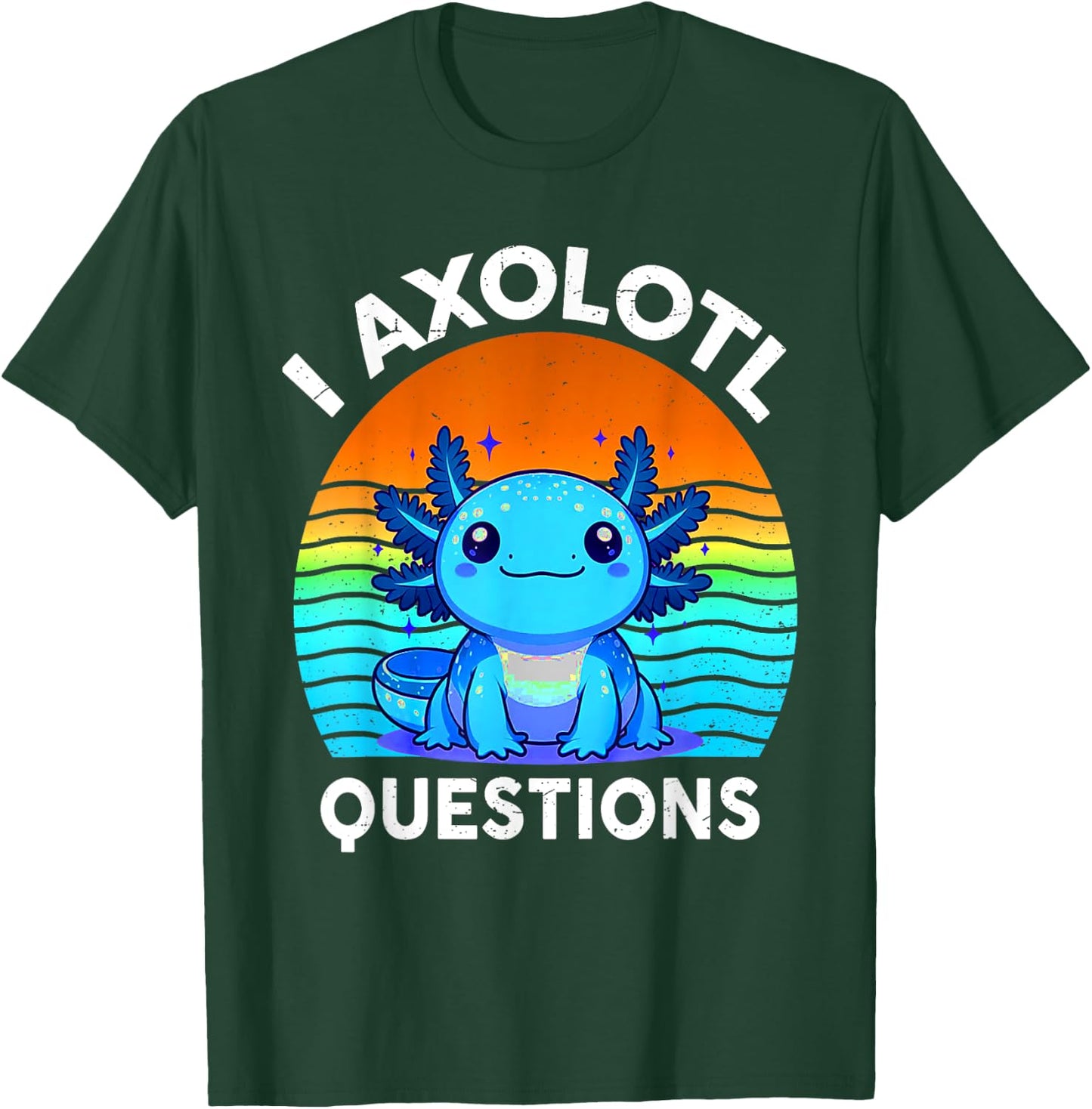 Kids Funny I Axolotl Questions Retro Cute Toddler Boy Girl T-Shirt - T-Shirt | Forest