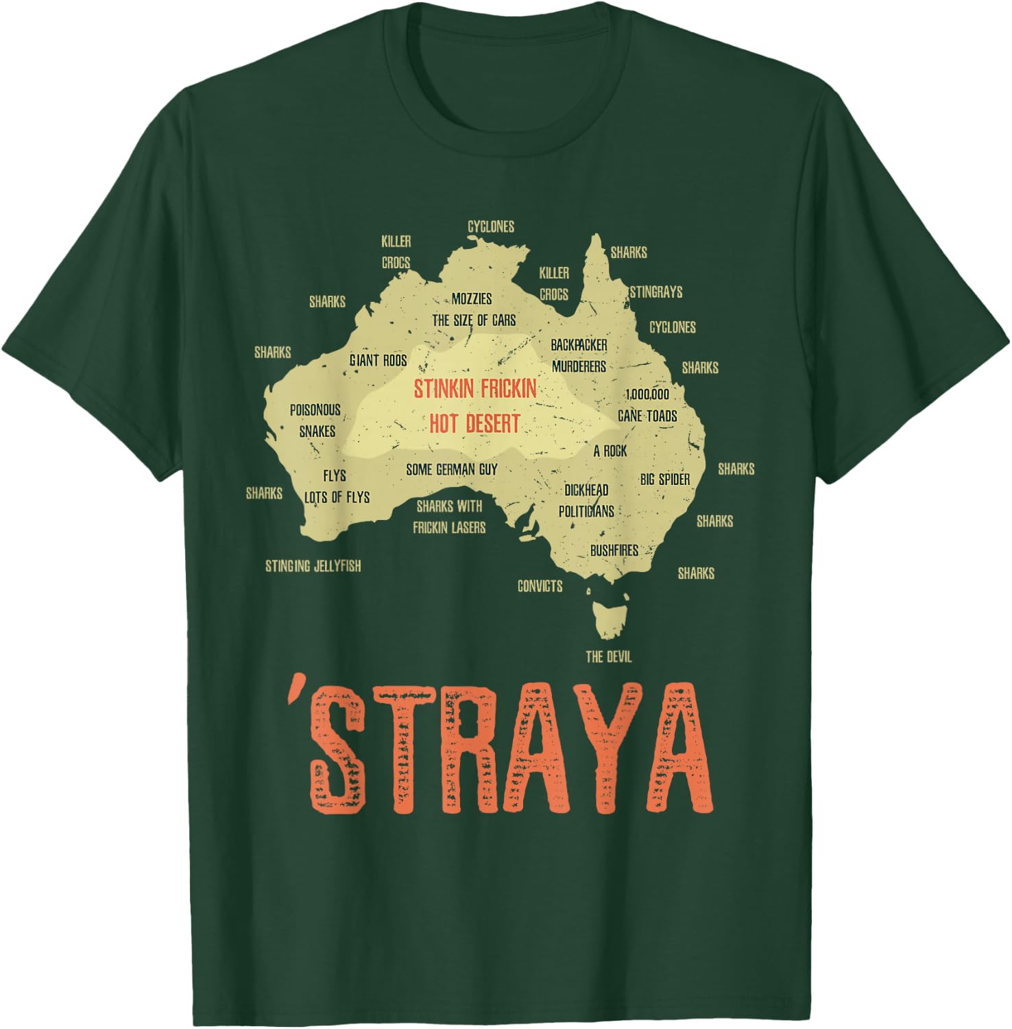 Retro Australia Day Australia Map Outback Australian T-Shirt - T-Shirt | Forest
