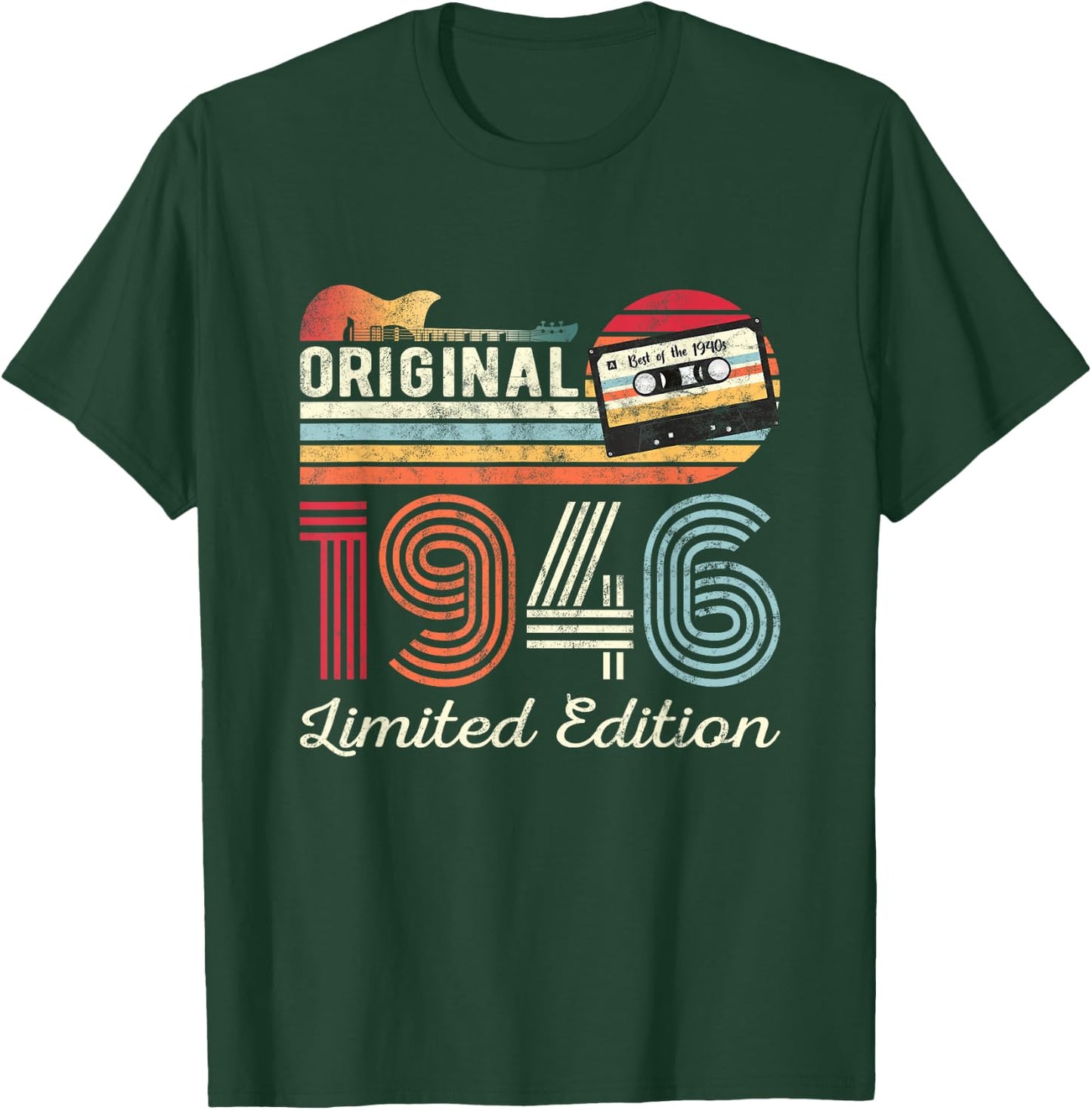 Original 1946 Geburtstag Gitarren Musiker Kassette Tape T-Shirt - T-Shirt | Forest