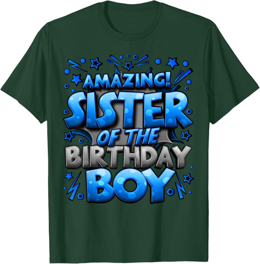 Sister of the Birthday Boy Matching Family Sister Party T-Shirt - T-Shirt | Forest
