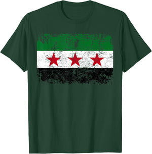 SYRIA Flag Vintage | Men Women Kids | SYRIA T-Shirt - T-Shirt | Forest
