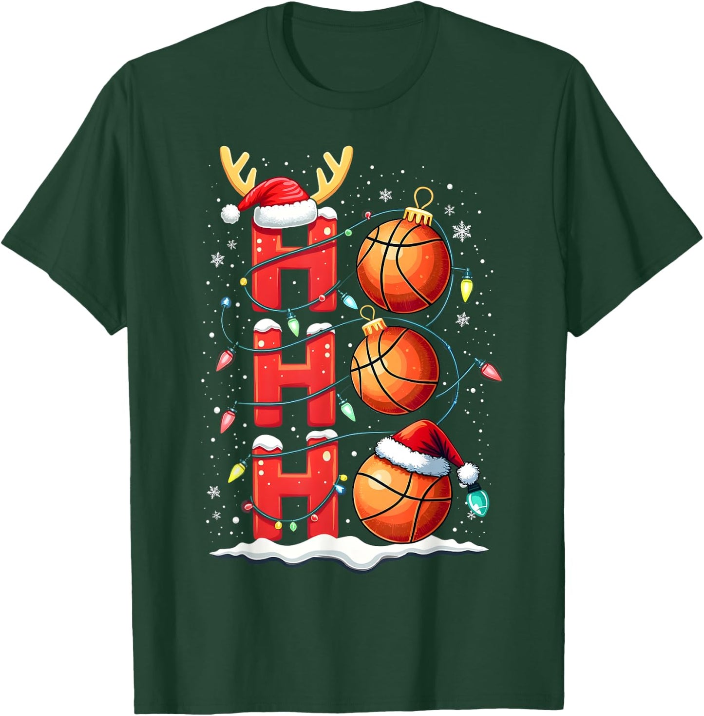Christmas Basketball Ho Ho Sports Christmas Basketball Boys Kids , Black, S T-Shirt - T-Shirt | Forest