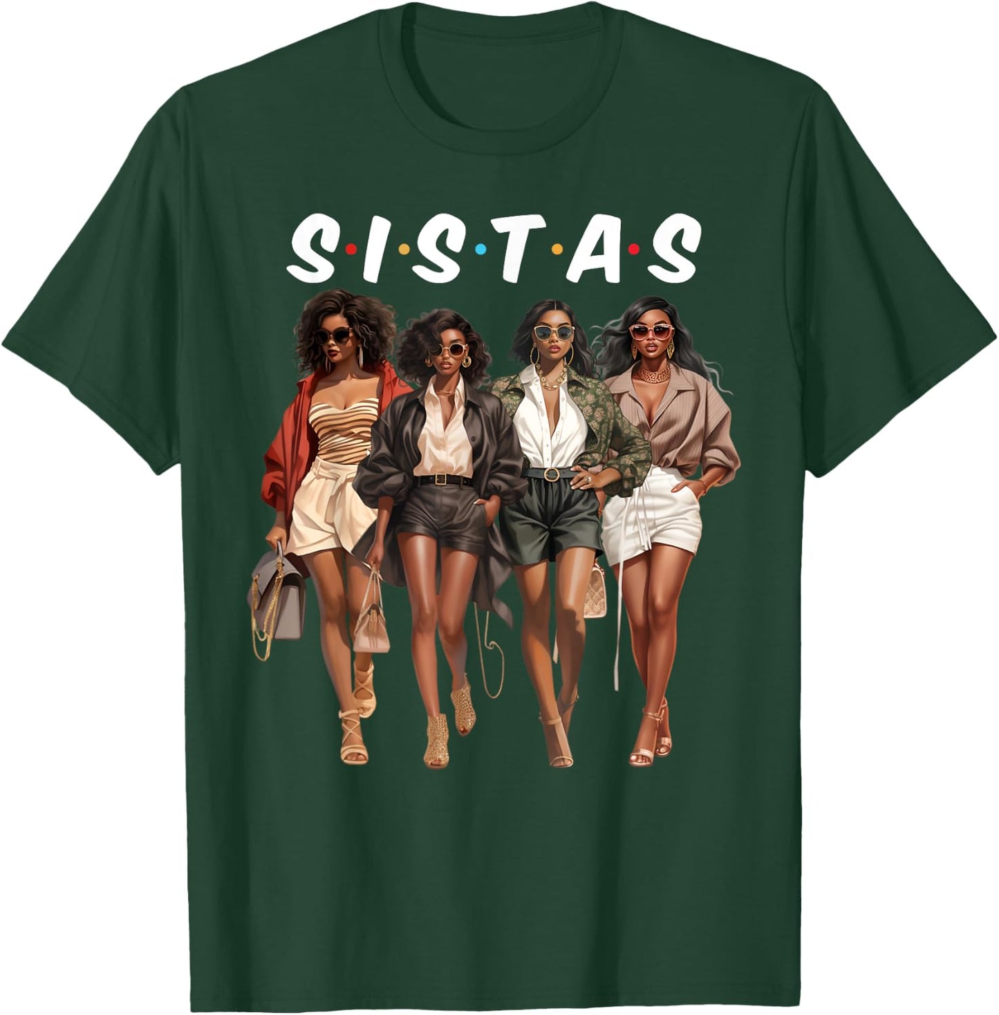 Sistas Afro Women Together African American Women Girls Trip T-Shirt - T-Shirt | Forest