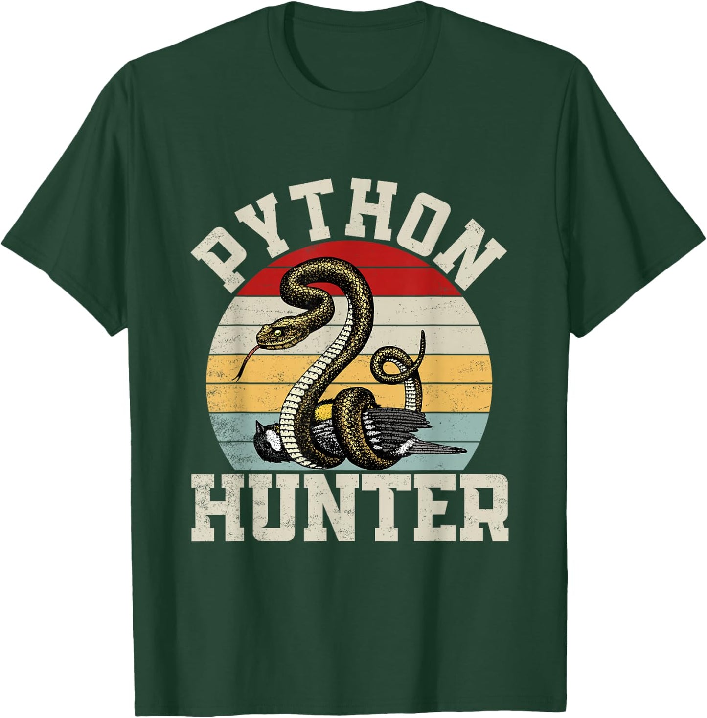 Python Hunter Florida Snake Vintage Retro Sunset T-Shirt - T-Shirt | Forest