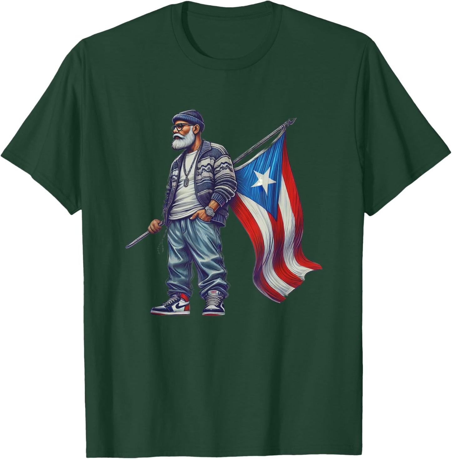 Abuelo Boricua Grandpa Puerto Rican Flag Fathers Day Style T-Shirt - T-Shirt | Forest