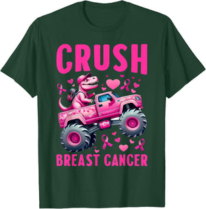 Crush Breast Cancer Awareness Monster Truck Toddler Boy Kids T-Shirt - T-Shirt | Forest