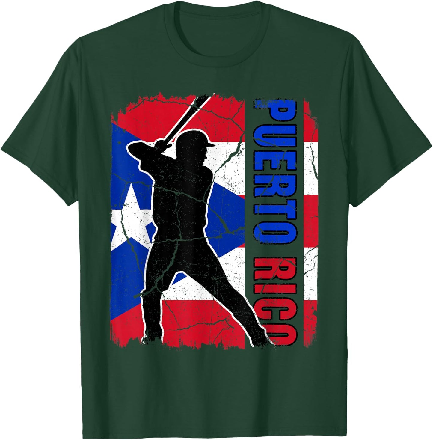 Puerto Rican Baseball Player Puerto Rico Flag Baseball Fans T-Shirt - T-Shirt | Forest