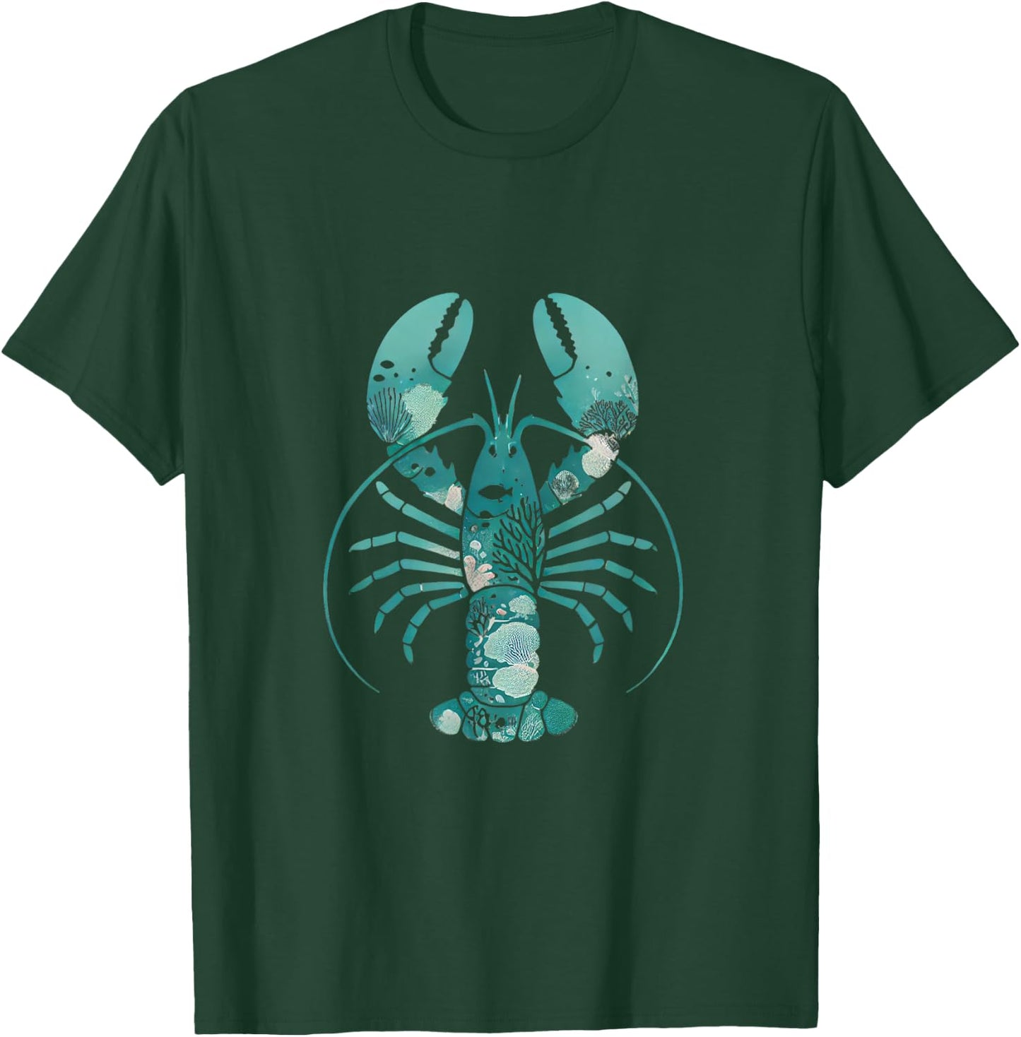 Teal Blue Lobster Sea Animal Silhouette Marine Life Vintage T-Shirt - T-Shirt | Forest