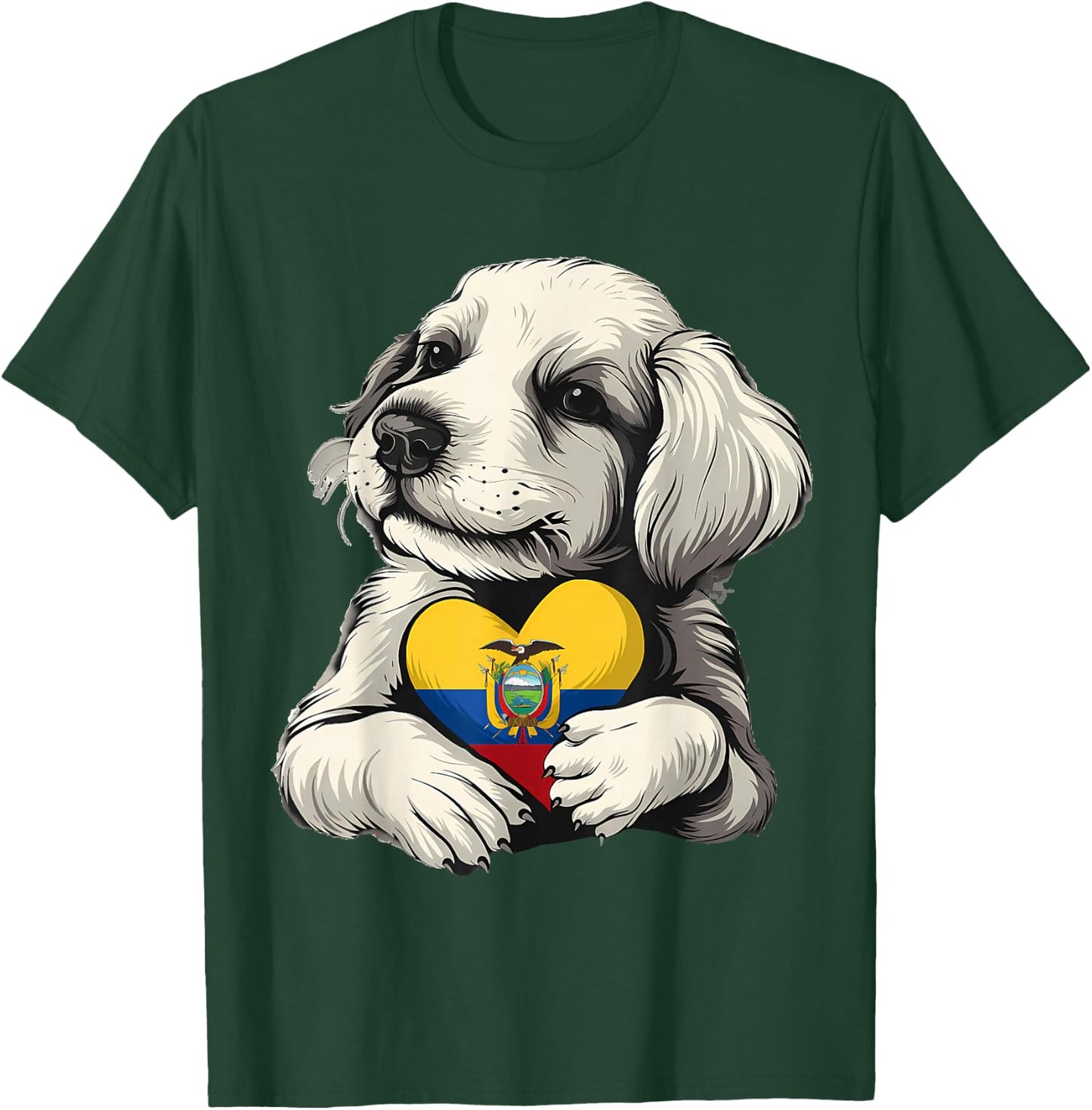 Ecuador Flag Dog Ecuadorian Roots T-Shirt - T-Shirt | Forest
