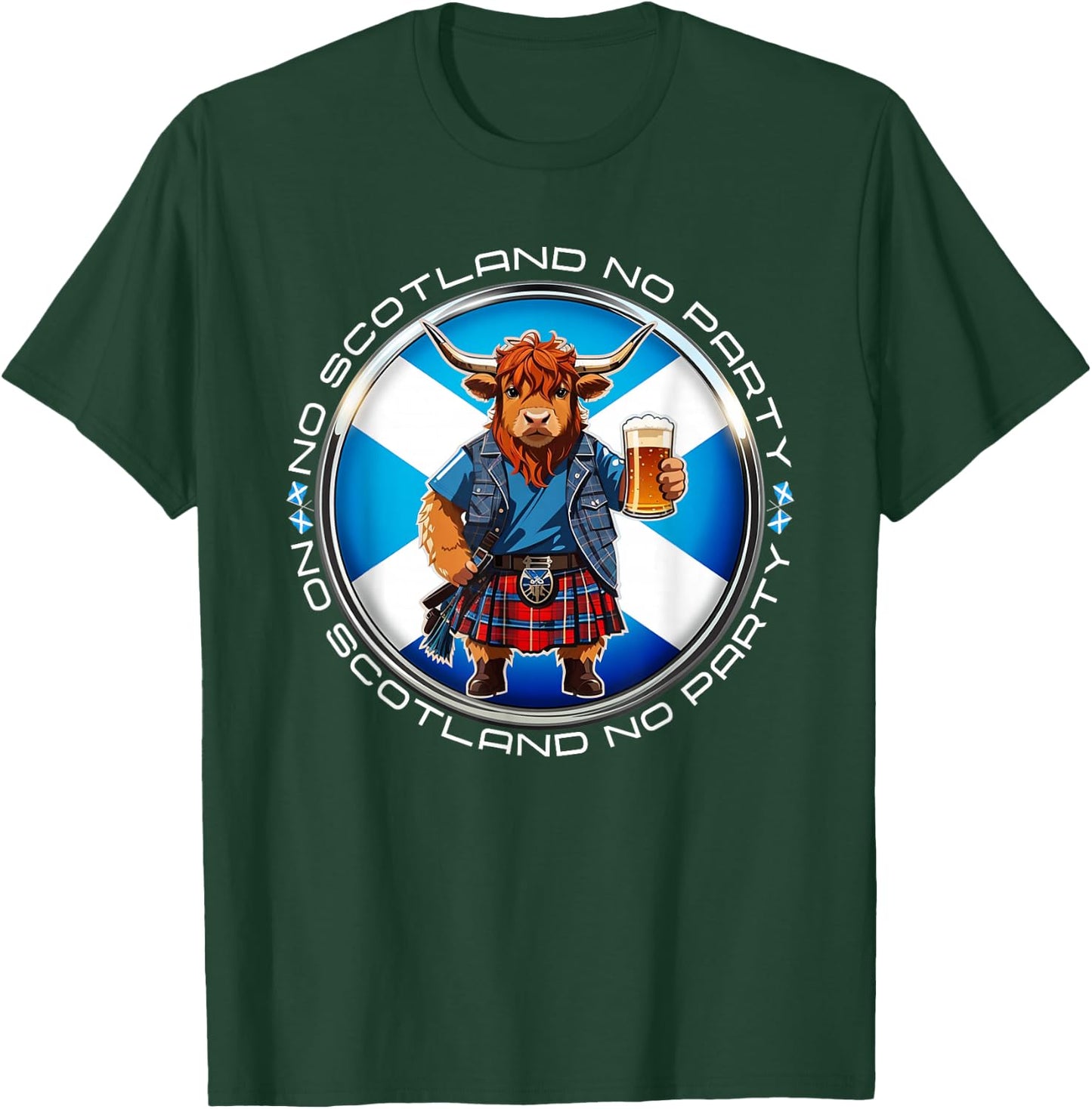 No Scotland No Party Scottish Pride Scotland Highland Cow T-Shirt - T-Shirt | Forest