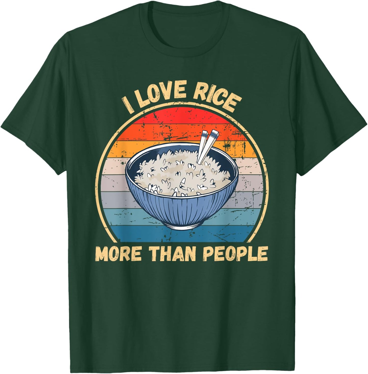 Vintage I Love Rice More Than People Rice Food Lover T-Shirt - T-Shirt | Forest