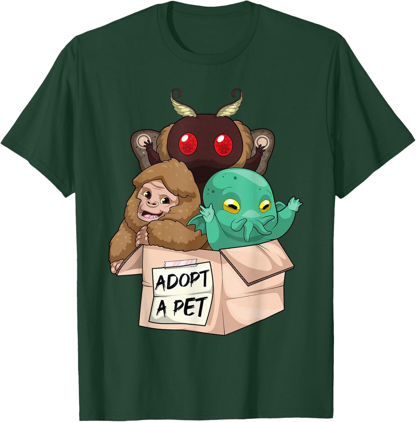 Adopt A Pet Shirt Creepy Monsters Bigfoot Mothman T-Shirt - T-Shirt | Forest