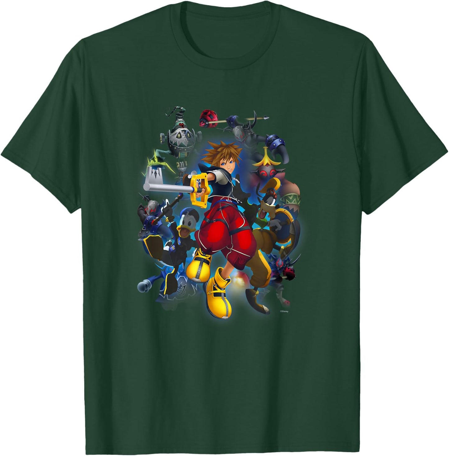 Disney Kingdom Hearts Sora Surrounded Vintage Hero Poster T-Shirt - T-Shirt | Forest