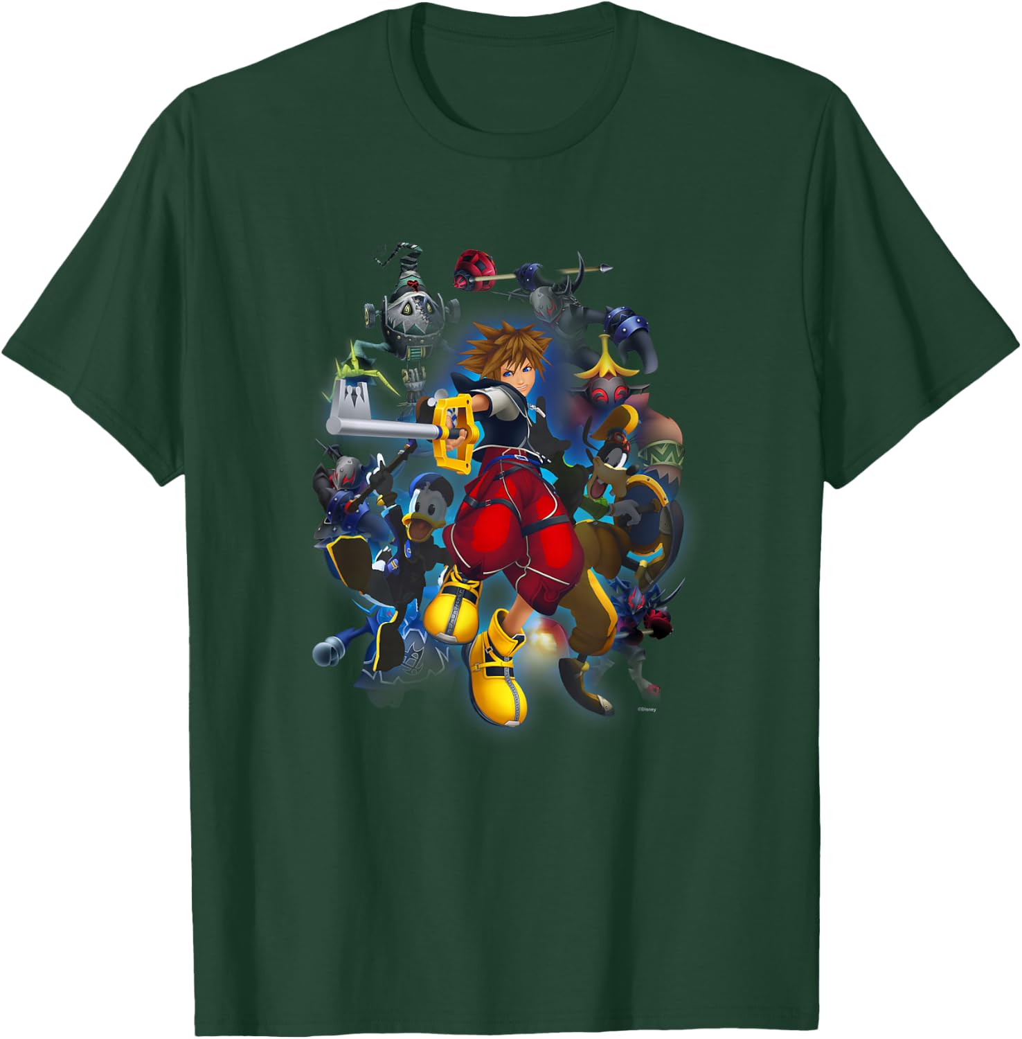 Disney Kingdom Hearts Sora Surrounded Vintage Hero Poster T-Shirt - T-Shirt | Forest