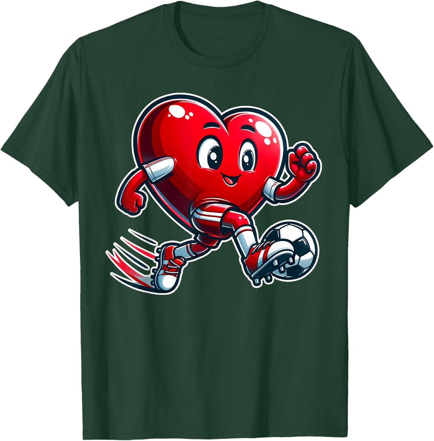 Valentine's Day Soccer Player Heart Cute Sports T-Shirt - T-Shirt | Forest