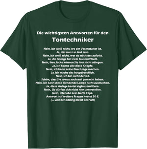 Tontechniker Sound Techniker Toningenieur Konzert Festival T-Shirt - T-Shirt | Forest