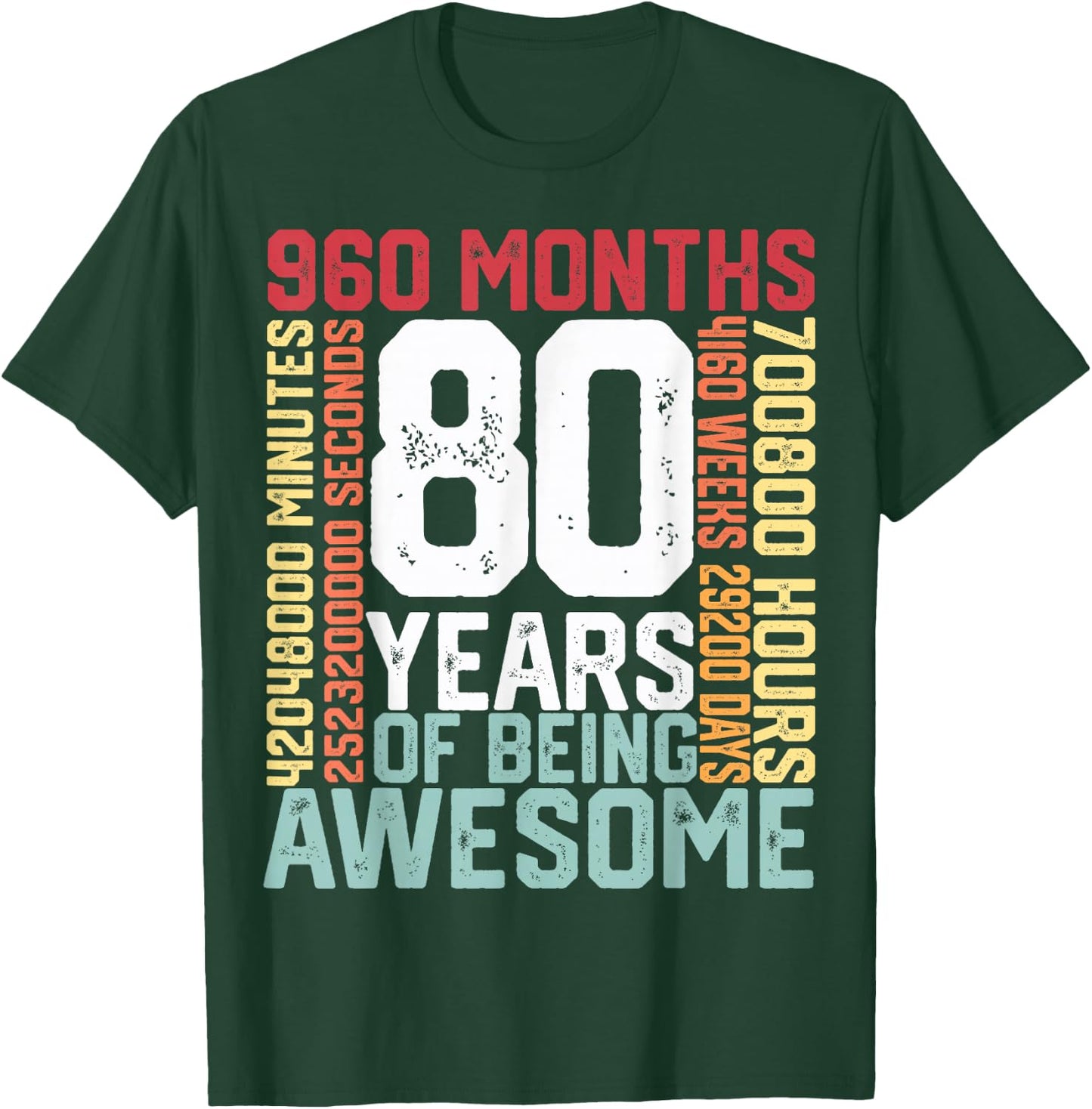 80 years of being Awesome Months weeks days special birthday T-Shirt - T-Shirt | Forest