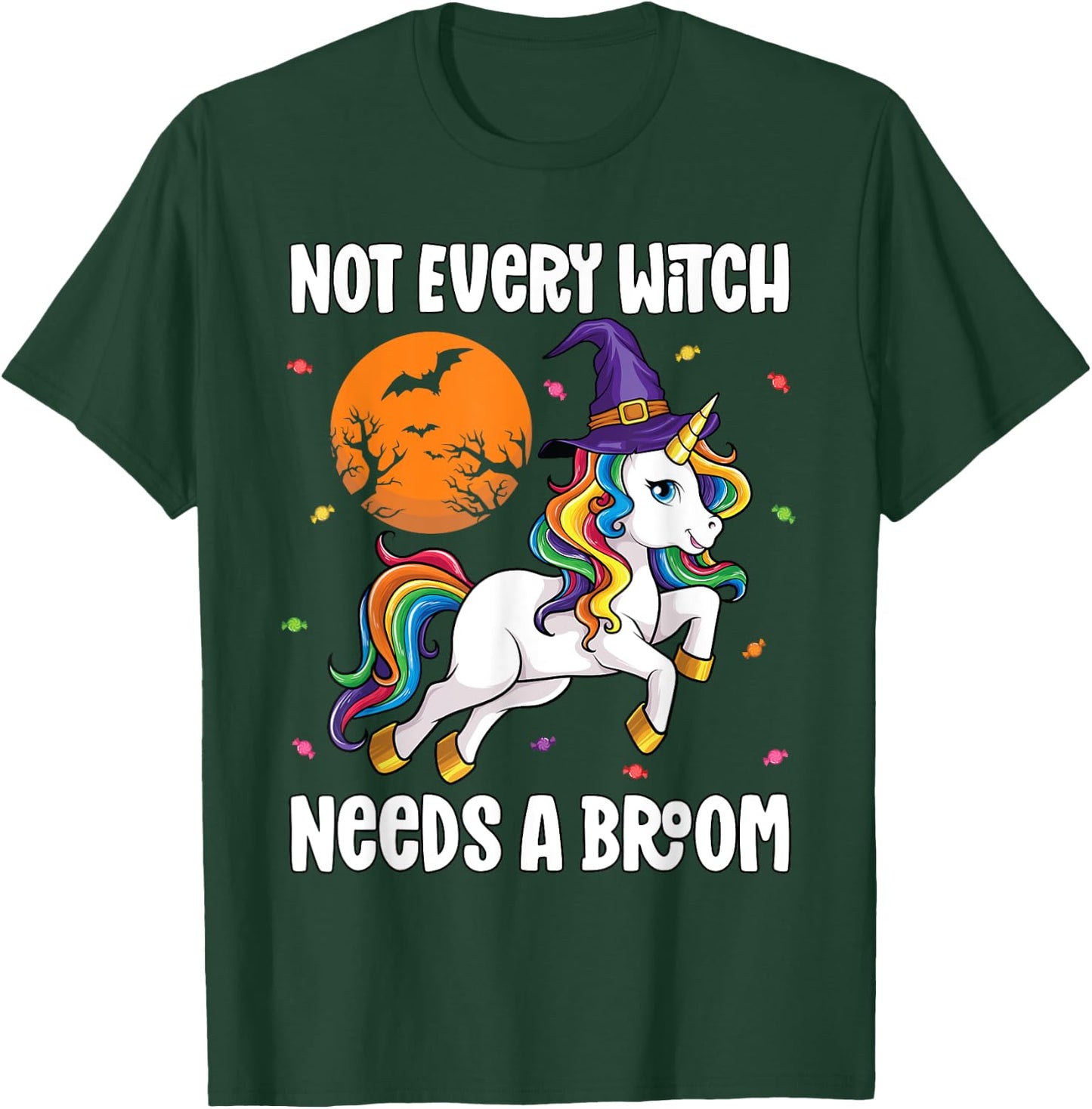 Halloween Unicorn Shirt Girls Women Witchy Unicorn Halloween T-Shirt - T-Shirt | Forest
