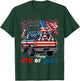 4th Of July Two Cute Boston Terriers On Pickup Truck Flag T-Shirt - T-Shirt | Forest