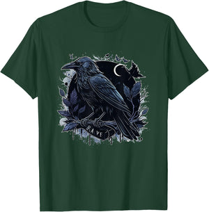 Raven Graphic Goth Black Crow T-Shirt - T-Shirt | Forest