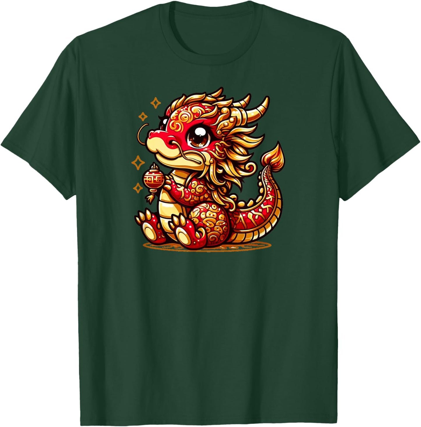 Cute Kawaii Red Gold Dragon Chinese Lunar New Year Lucky T-Shirt - T-Shirt | Forest