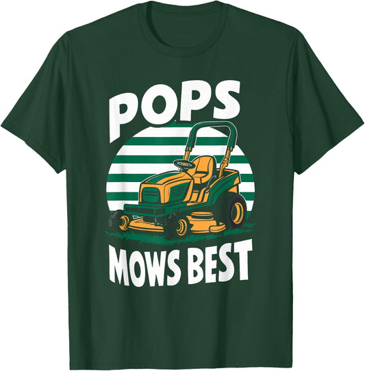 Pops Mows Best Lawn Care Pops Humor T-Shirt - T-Shirt | Forest