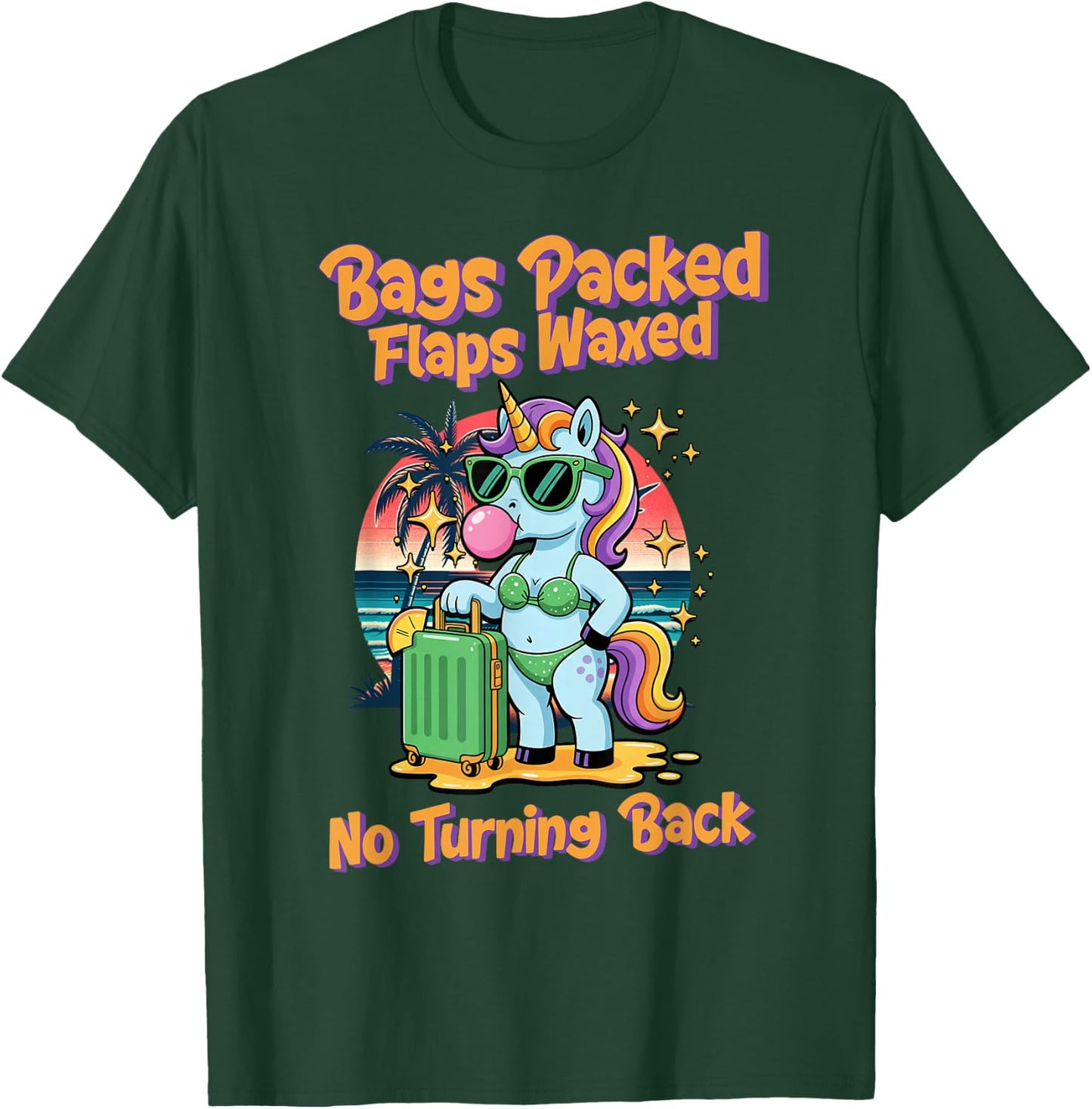 Bags Packed Flaps Waxed Unicorn Funny Embarrassing Adult T-Shirt - T-Shirt | Forest