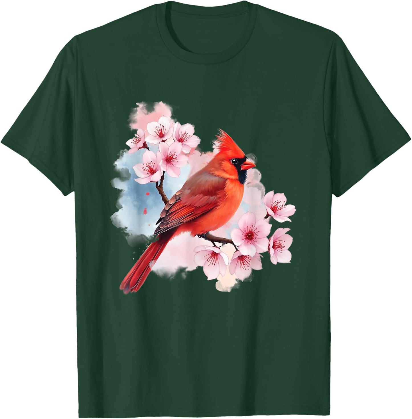 Watercolor Red Cardinal - Birding Bird Watching Bird Watcher T-Shirt - T-Shirt | Forest
