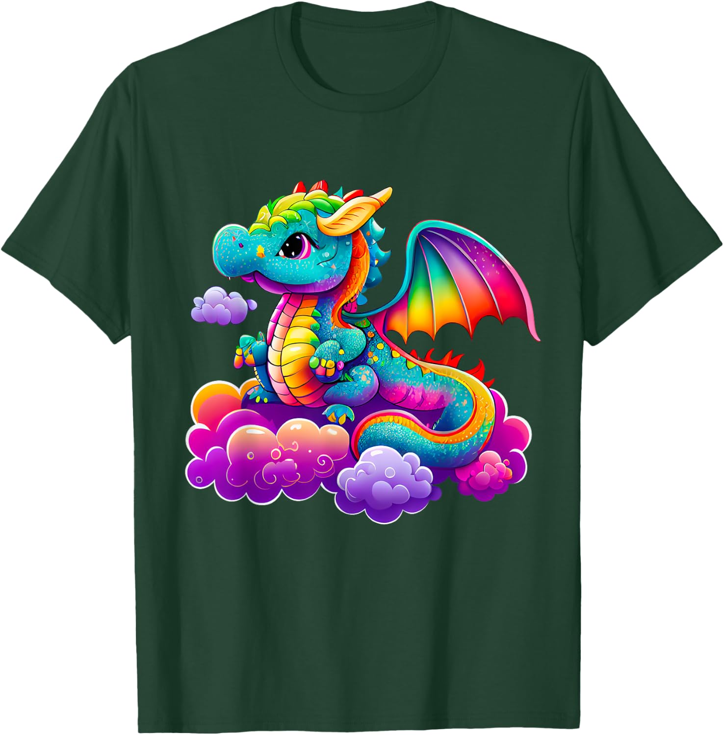 Dragon Children's Women's Men's Small Cute Dragon Animal , black T-Shirt - T-Shirt | Forest