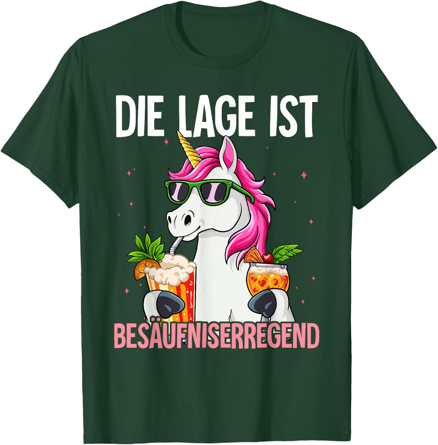 with German Text "Die Lage Ist Besäufniserregend, black T-Shirt - T-Shirt | Forest
