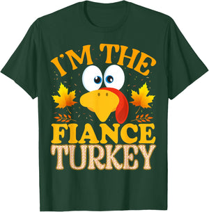 99 Gifts Thanksgiving Family Matching Pajamas - I'm The Fiance Turkey - Adults - Black - Small - Modern - Thanksgiving - Short Sleeve T-Shirt - T-Shirt | Forest