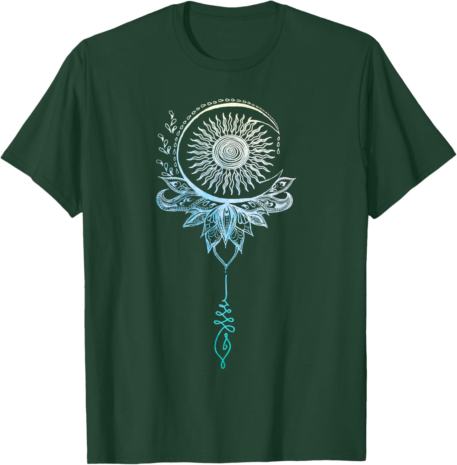 Tattoo Style Bohemian Sun Moon Drawing Boho Unalome Shirt T-Shirt - T-Shirt | Forest