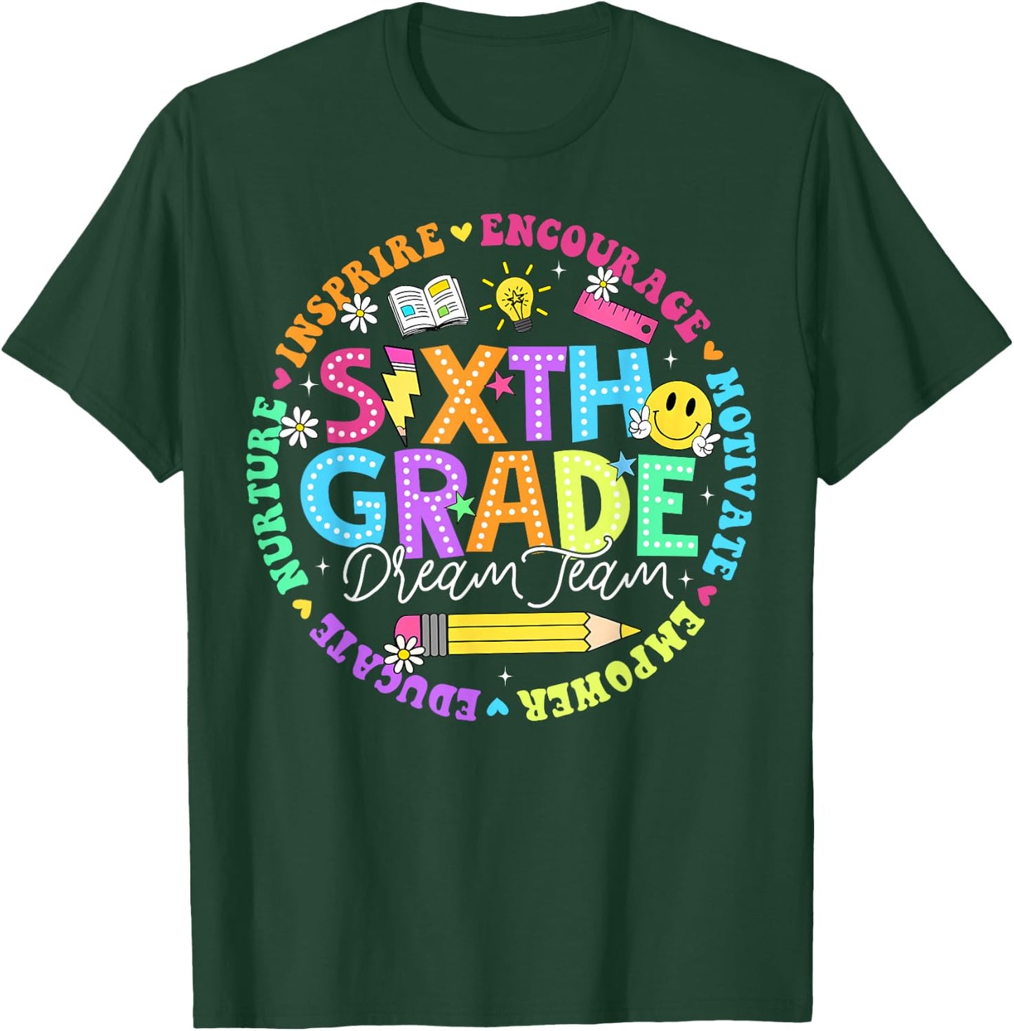 Back to School Sixth Grade Dream Team Teacher Kids T-Shirt - T-Shirt | Forest