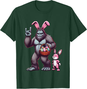 Bigfoot Sasquatch Bunny Easter Eggs Retro Men Boys Kids Cute T-Shirt - T-Shirt | Forest