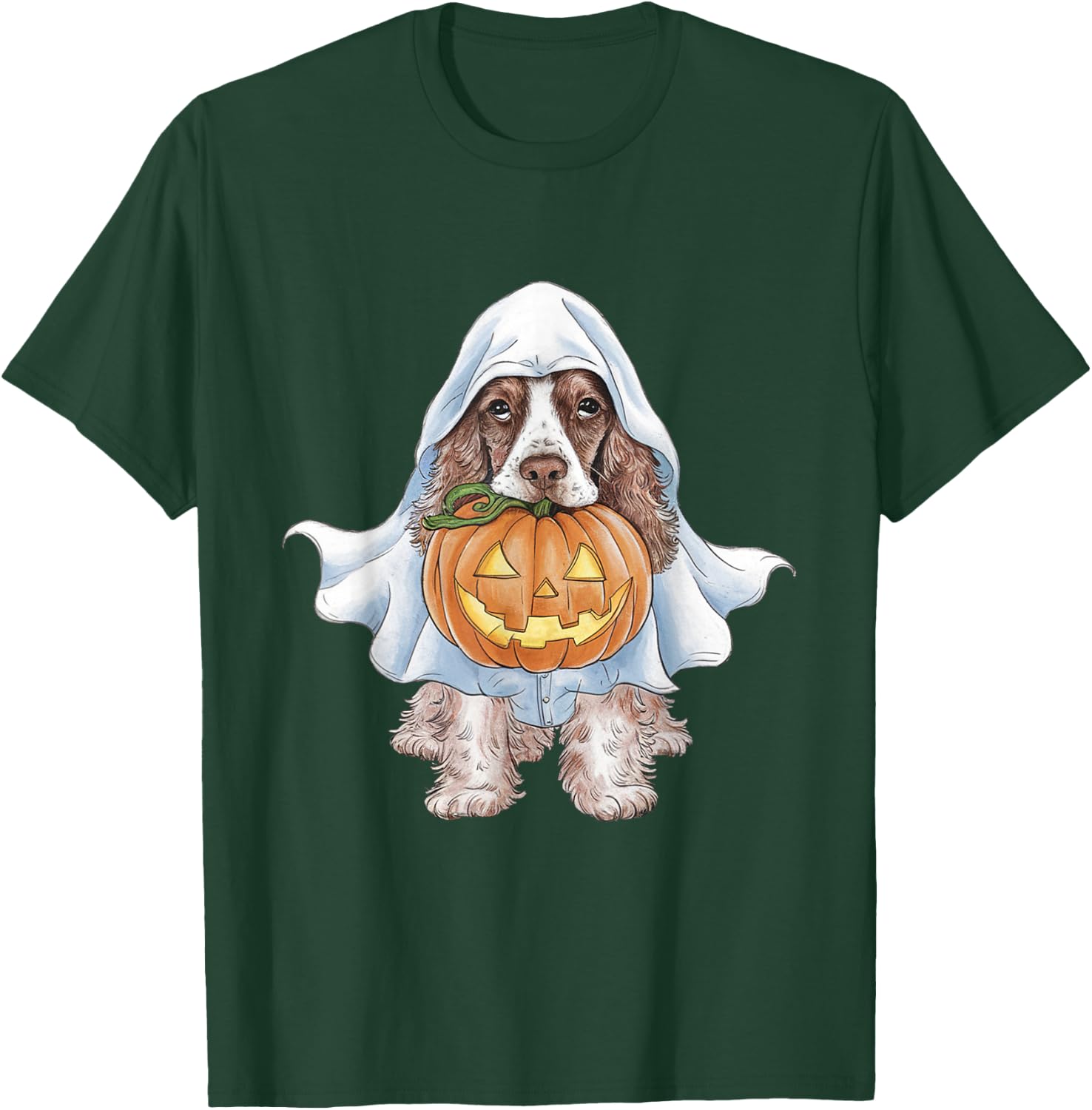 Cocker Spaniel Ghost Dog Halloween Men Women Kids T-Shirt - T-Shirt | Forest