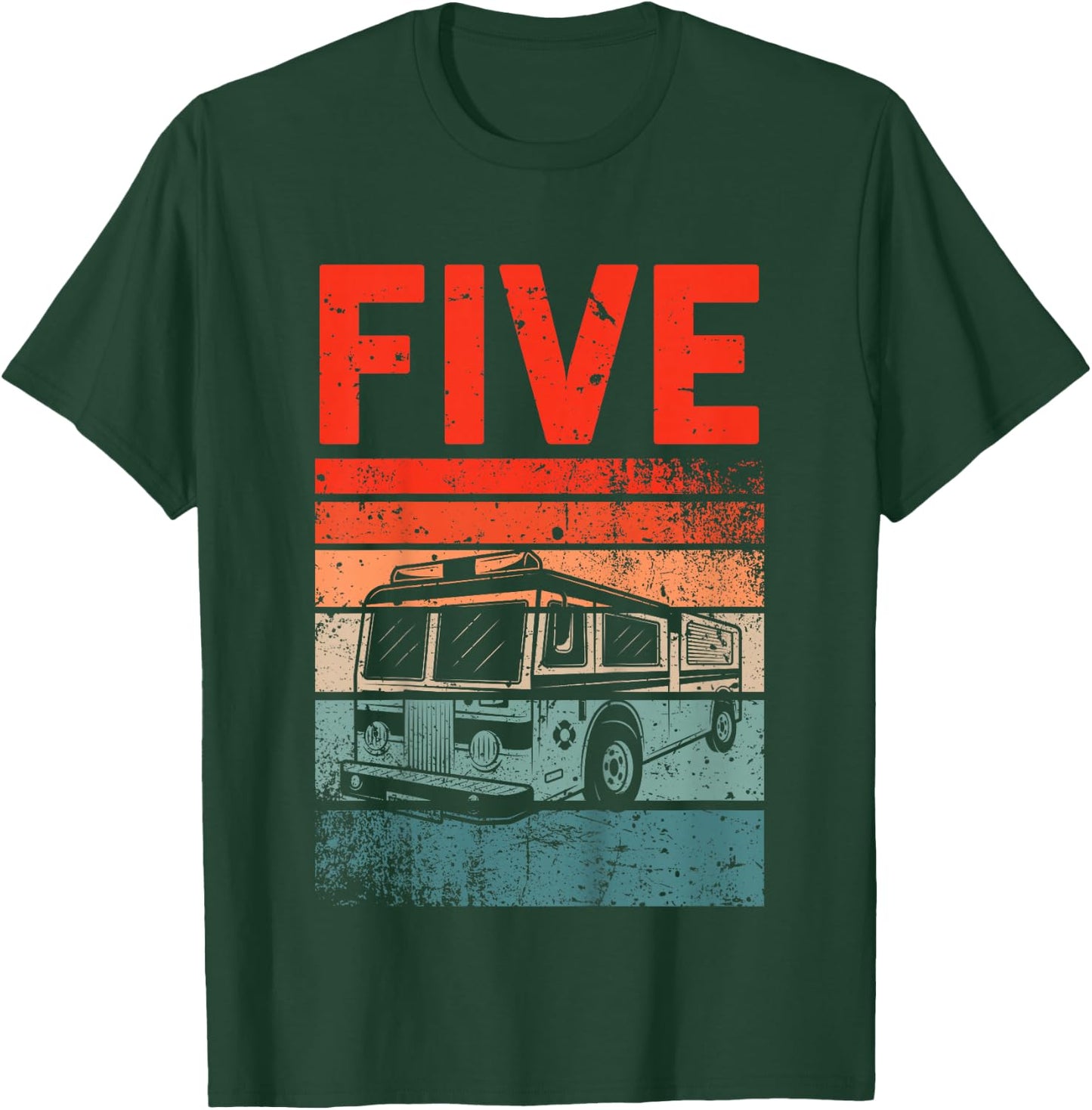 5 Year Old Shirt 5th Birthday Boy Firefighter Fire Truck T-Shirt - T-Shirt | Forest