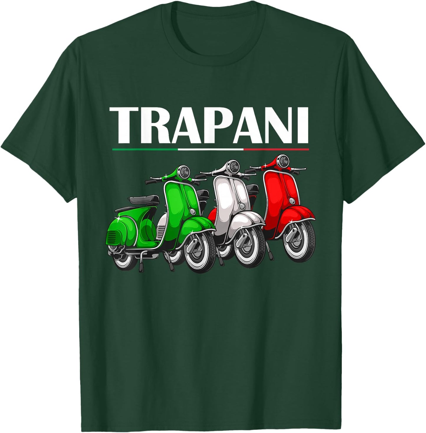 Trapani Souvenir Sicily Classic Italian Scooter Trapani T-Shirt - T-Shirt | Forest